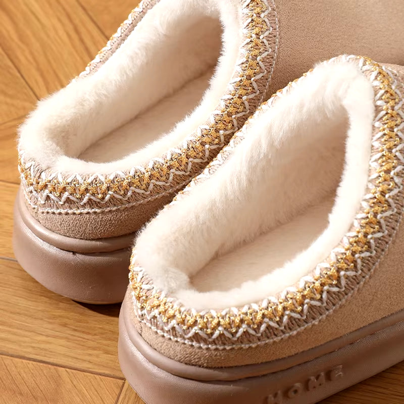 New Fashion Fluffy Platform Slippers for Women 2025 Winter Plush Warm Cotton Shoes Woman Comfort Non Slip Unisex Home Slippers