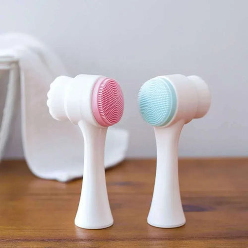 1PC Silicone Facial Scrub Manual Facial Scrub Soft Hair Cleaning Brush Double-Sided Massage Brush
