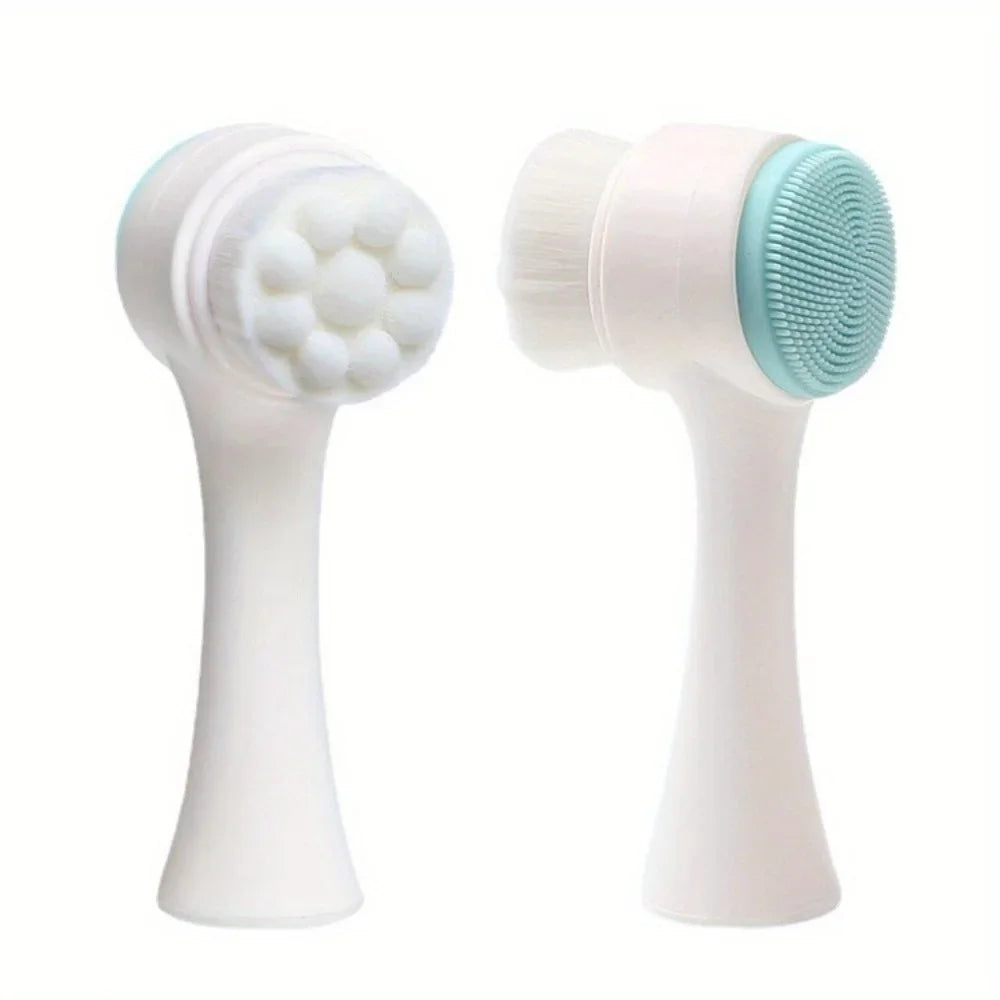 1PC Silicone Facial Scrub Manual Facial Scrub Soft Hair Cleaning Brush Double-Sided Massage Brush