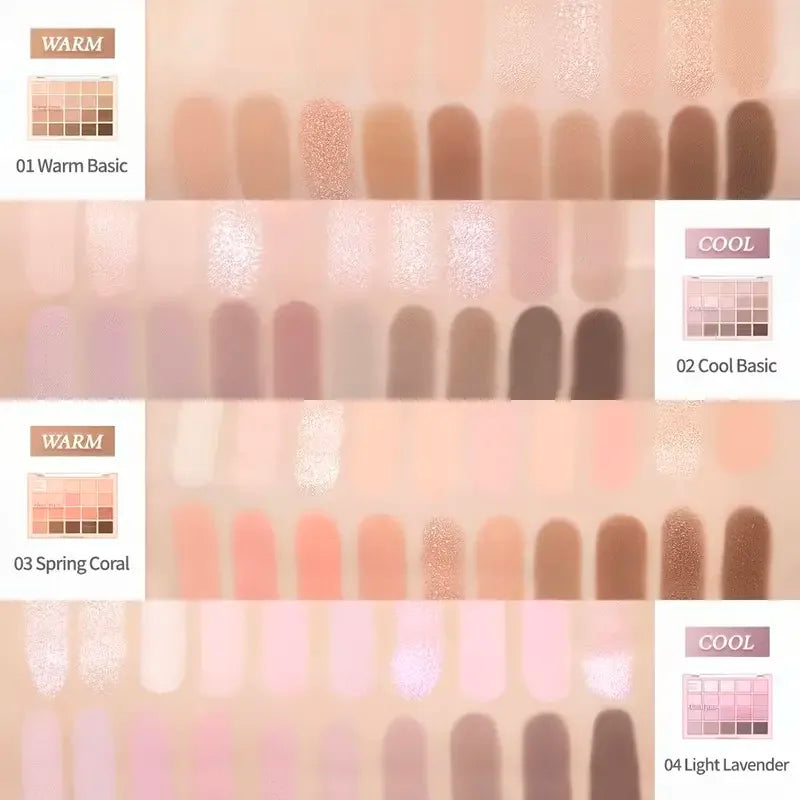 Paleta de Sombras de Ojos de 20 Colores – Tonos Románticos Ahumados y Rosados, Mate y Brillante, Alta Pigmentación, Resistente al Corrimiento, Maquillaje de Belleza