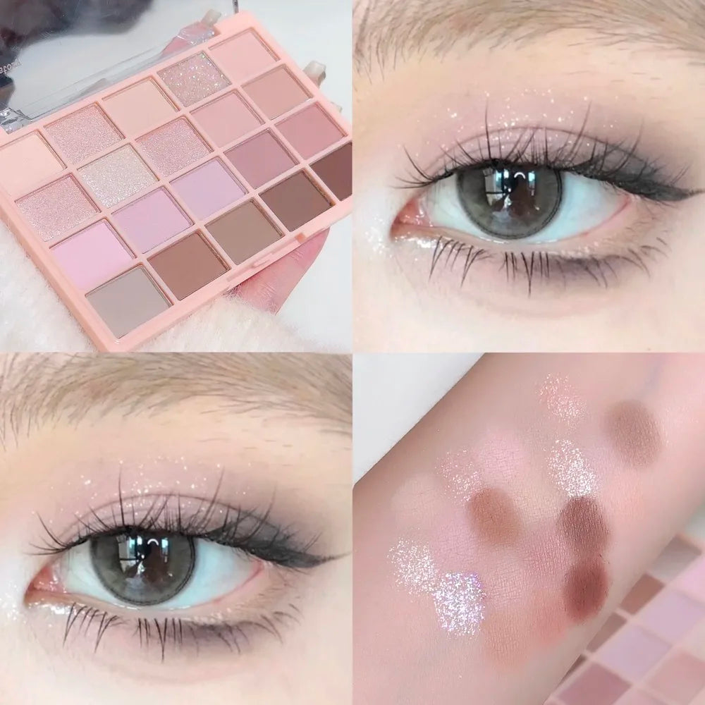 Paleta de Sombras de Ojos de 20 Colores – Tonos Románticos Ahumados y Rosados, Mate y Brillante, Alta Pigmentación, Resistente al Corrimiento, Maquillaje de Belleza