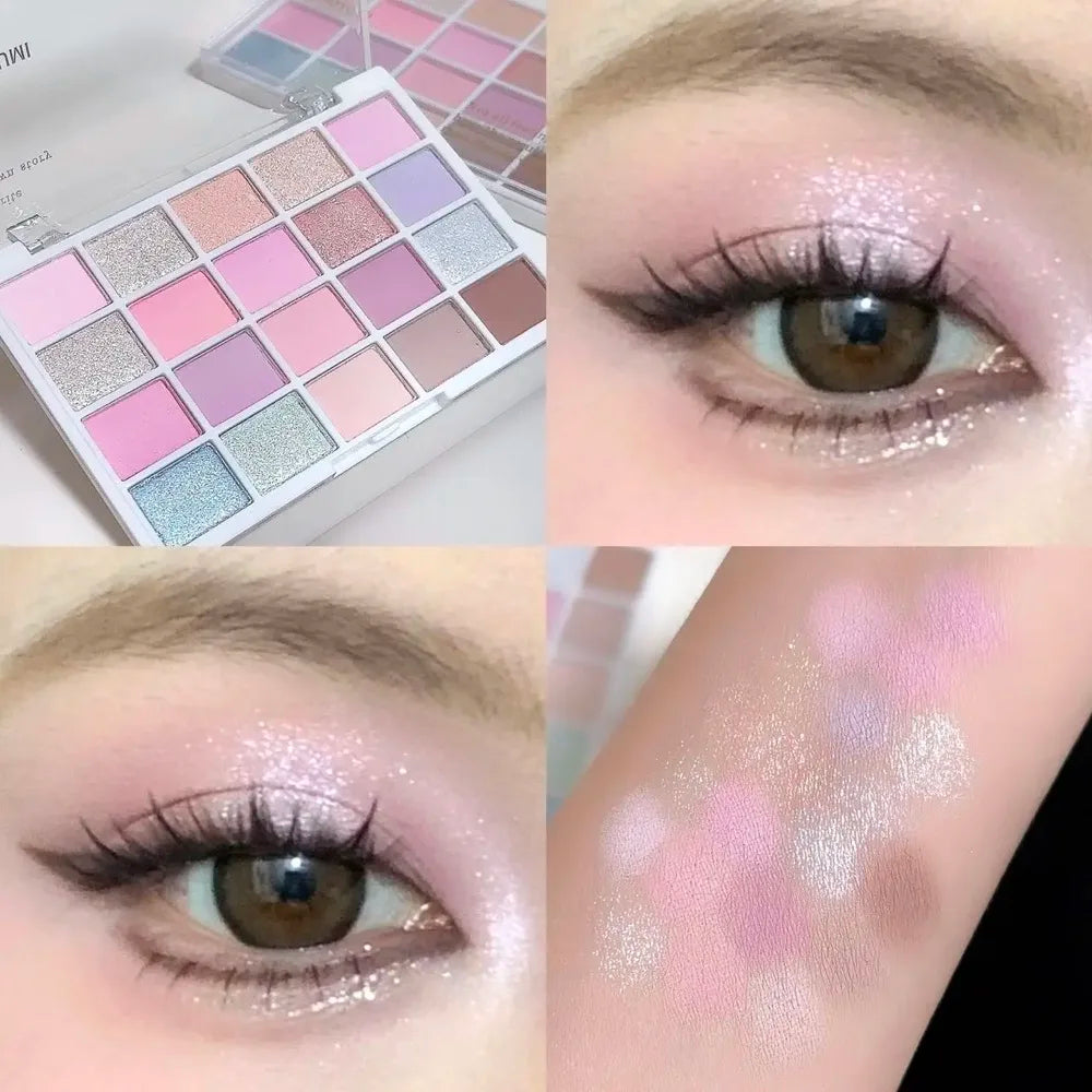 Paleta de Sombras de Ojos de 20 Colores – Tonos Románticos Ahumados y Rosados, Mate y Brillante, Alta Pigmentación, Resistente al Corrimiento, Maquillaje de Belleza
