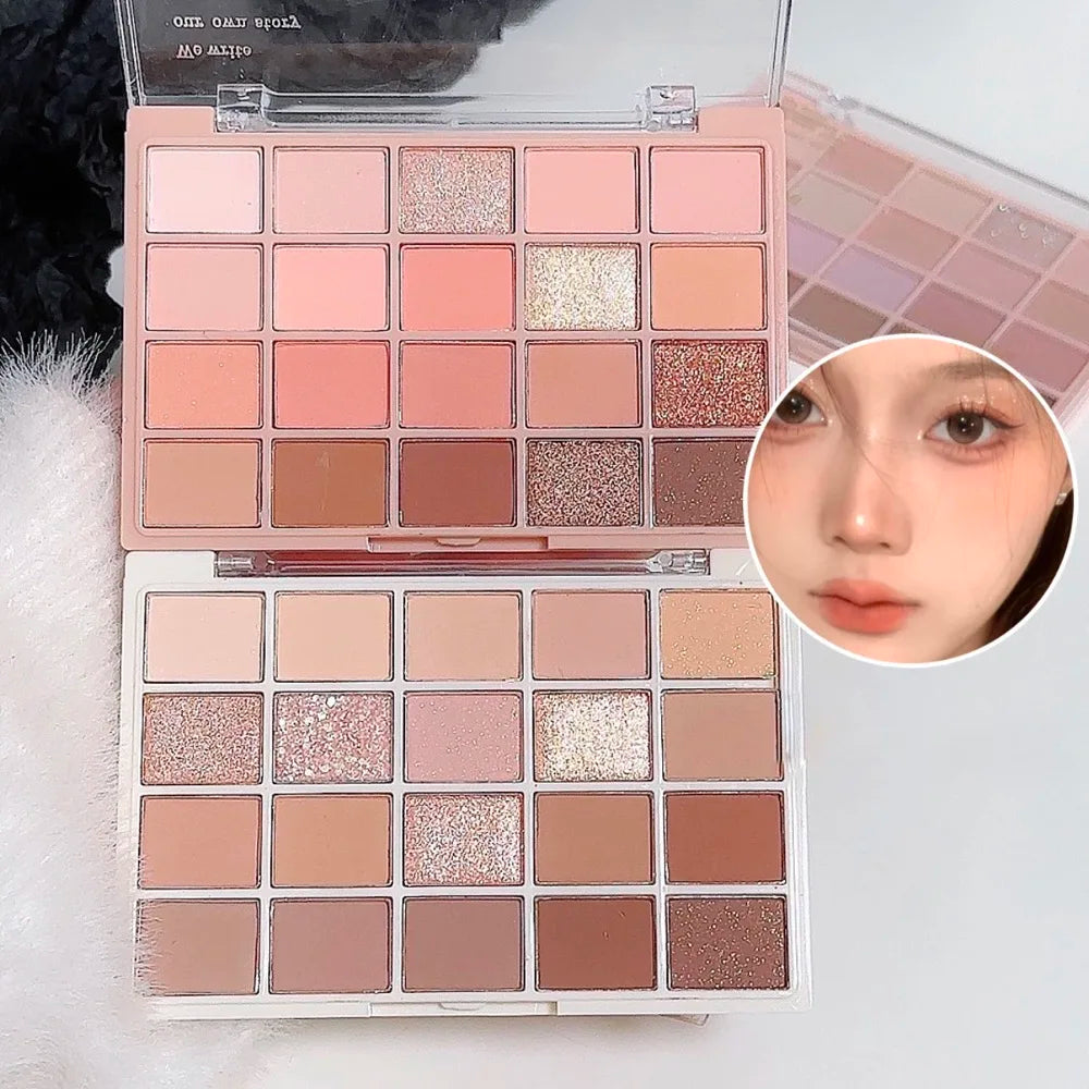 Paleta de Sombras de Ojos de 20 Colores – Tonos Románticos Ahumados y Rosados, Mate y Brillante, Alta Pigmentación, Resistente al Corrimiento, Maquillaje de Belleza