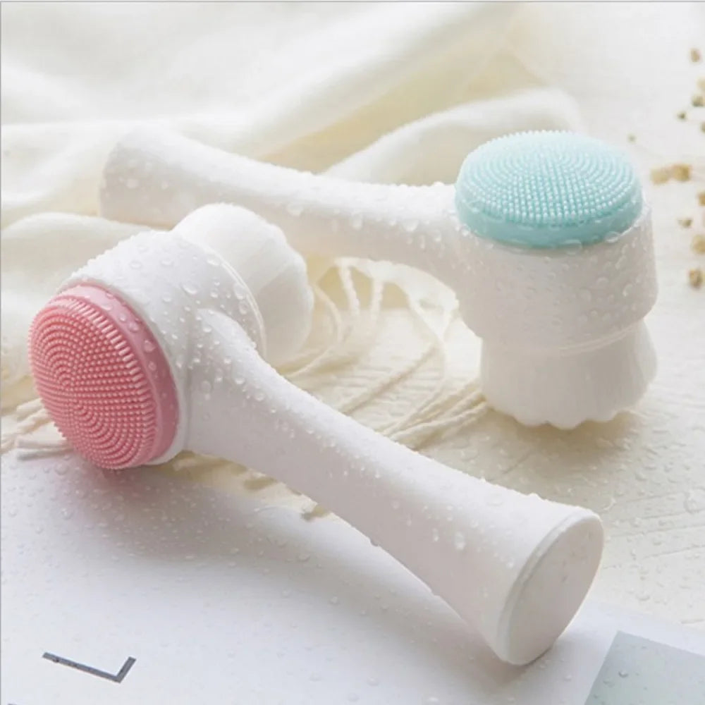 1PC Silicone Facial Scrub Manual Facial Scrub Soft Hair Cleaning Brush Double-Sided Massage Brush